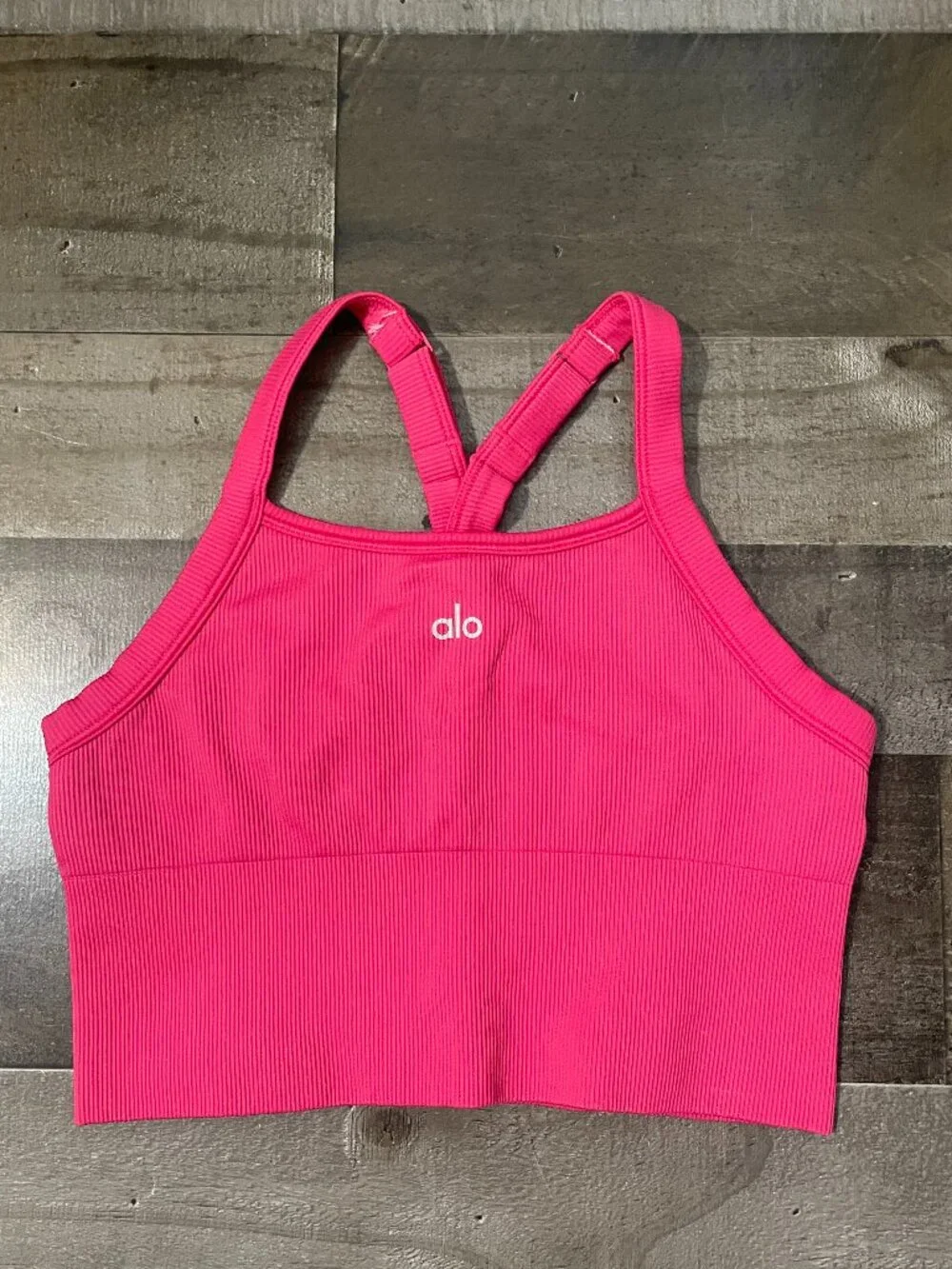 ALO Yoga Hot Pink Ribbed Sports Bra